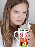 Denisma likes a little masturbation with her morning coffee. After getting her caffeine fix, this hairy babe flashes her tits then rubs a pillow on he